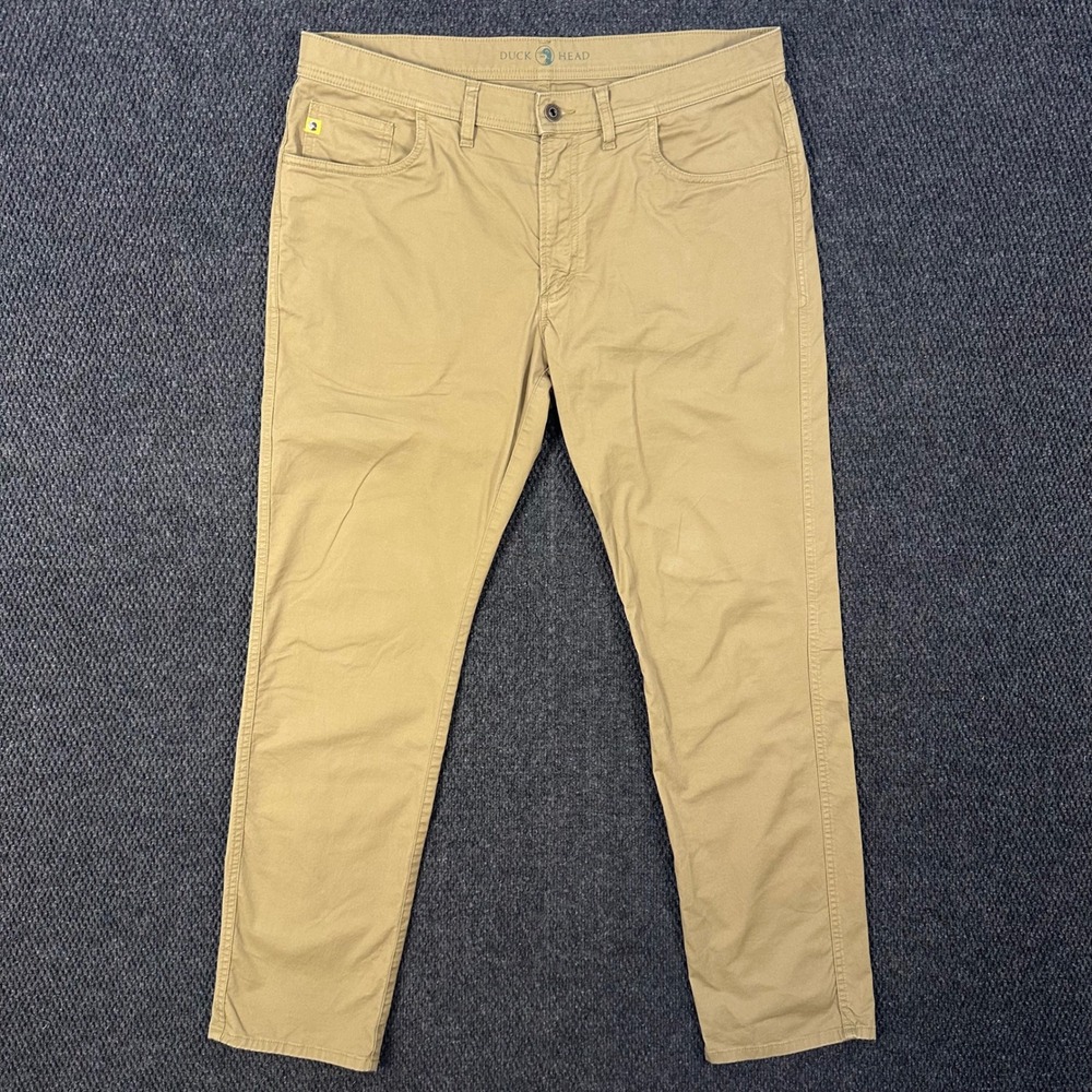 Duck Head Shoreline Five-Pocket Pant Men 36x32 Khaki Tan Cotton Stretch